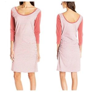 Columbia Real Beauty 3/4 Sleeve Striped Dress - Coral and White Sz XL